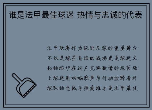 谁是法甲最佳球迷 热情与忠诚的代表